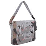 Cute Cats Seamless Pattern Buckle Messenger Bag