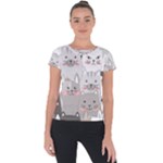 Cute Cats Seamless Pattern Short Sleeve Sports Top 