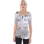 Cute Cats Seamless Pattern Wide Neckline Tee