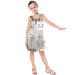 Cute Cats Seamless Pattern Kids  Sleeveless Dress