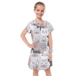 Cute Cats Seamless Pattern Kids  Drop Waist Dress