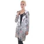 Cute Cats Seamless Pattern Hooded Pocket Cardigan