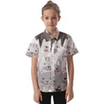 Cute Cats Seamless Pattern Kids  Short Sleeve Shirt