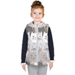 Cute Cats Seamless Pattern Kids  Hooded Puffer Vest