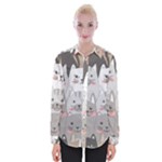 Cute Cats Seamless Pattern Womens Long Sleeve Shirt