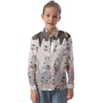 Cute Cats Seamless Pattern Kids  Long Sleeve Shirt