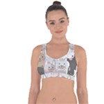 Cute Cats Seamless Pattern Cross String Back Sports Bra