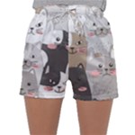 Cute Cats Seamless Pattern Sleepwear Shorts