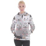 Cute Cats Seamless Pattern Women s Hooded Pullover