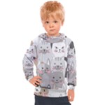 Cute Cats Seamless Pattern Kids  Hooded Pullover