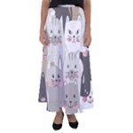 Cute Cats Seamless Pattern Flared Maxi Skirt