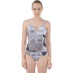 Cute Cats Seamless Pattern Cut Out Top Tankini Set