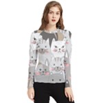 Cute Cats Seamless Pattern Women s Long Sleeve Rash Guard