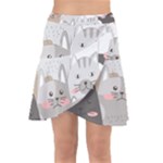 Cute Cats Seamless Pattern Wrap Front Skirt