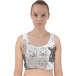 Cute Cats Seamless Pattern Velvet Racer Back Crop Top