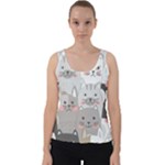 Cute Cats Seamless Pattern Velvet Tank Top