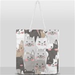 Cute Cats Seamless Pattern Full Print Rope Handle Tote (Large)