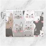 Cute Cats Seamless Pattern Canvas Cosmetic Bag (XL)