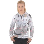 Cute Cats Seamless Pattern Women s Overhead Hoodie