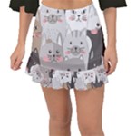 Cute Cats Seamless Pattern Fishtail Mini Chiffon Skirt