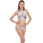 Cute Cats Seamless Pattern Cross Front Halter Bikini Set