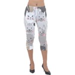 Cute Cats Seamless Pattern Lightweight Velour Capri Leggings 