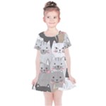 Cute Cats Seamless Pattern Kids  Simple Cotton Dress