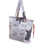 Cute Cats Seamless Pattern Drawstring Tote Bag