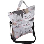 Cute Cats Seamless Pattern Fold Over Handle Tote Bag