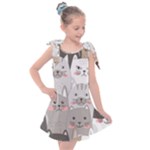 Cute Cats Seamless Pattern Kids  Tie Up Tunic Dress