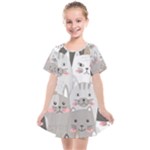 Cute Cats Seamless Pattern Kids  Smock Dress