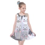 Cute Cats Seamless Pattern Kids  Summer Dress