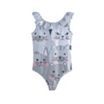 Cute Cats Seamless Pattern Kids  Frill Swimsuit