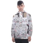 Cute Cats Seamless Pattern Men s Front Pocket Pullover Windbreaker