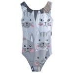 Cute Cats Seamless Pattern Kids  Cut-Out Back One Piece Swimsuit