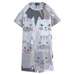 Cute Cats Seamless Pattern Kids  Boyleg Half Suit Swimwear