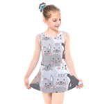 Cute Cats Seamless Pattern Kids  Skater Dress Swimsuit