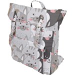 Cute Cats Seamless Pattern Buckle Up Backpack