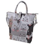 Cute Cats Seamless Pattern Buckle Top Tote Bag