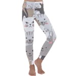 Cute Cats Seamless Pattern Kids  Lightweight Velour Classic Yoga Leggings