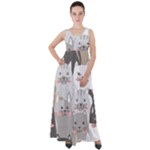 Cute Cats Seamless Pattern Empire Waist Velour Maxi Dress