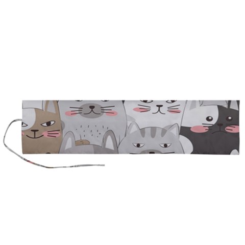 Cute Cats Seamless Pattern Roll Up Canvas Pencil Holder (L) from ArtsNow.com
