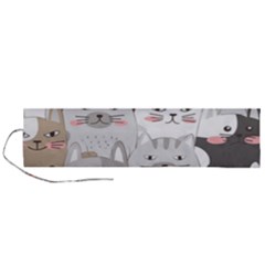 Cute Cats Seamless Pattern Roll Up Canvas Pencil Holder (L) from ArtsNow.com