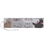 Cute Cats Seamless Pattern Roll Up Canvas Pencil Holder (L)