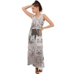 Cute Cats Seamless Pattern V-Neck Chiffon Maxi Dress