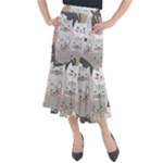 Cute Cats Seamless Pattern Midi Mermaid Skirt