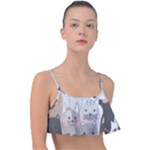 Cute Cats Seamless Pattern Frill Bikini Top