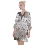 Cute Cats Seamless Pattern Open Neck Shift Dress