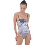 Cute Cats Seamless Pattern Tie Strap One Piece Swimsuit