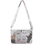 Cute Cats Seamless Pattern Double Gusset Crossbody Bag